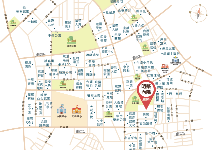 明築向陽 地圖 工作區域